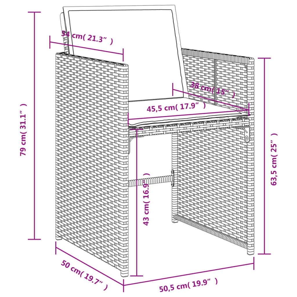 vidaXL Set comedor de jardín 5 piezas y cojines ratán sintético marrón