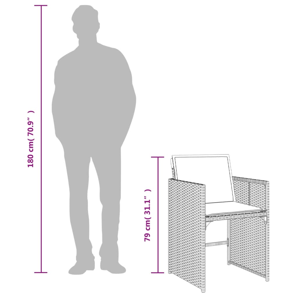 vidaXL Set comedor de jardín 5 piezas y cojines ratán sintético marrón