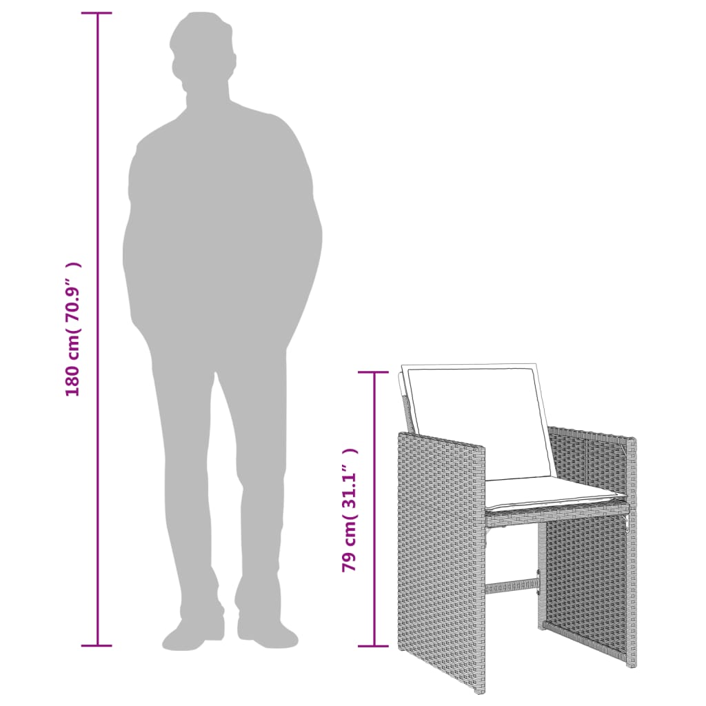 vidaXL Set comedor jardín 7 pzas y cojines ratán sintético gris claro