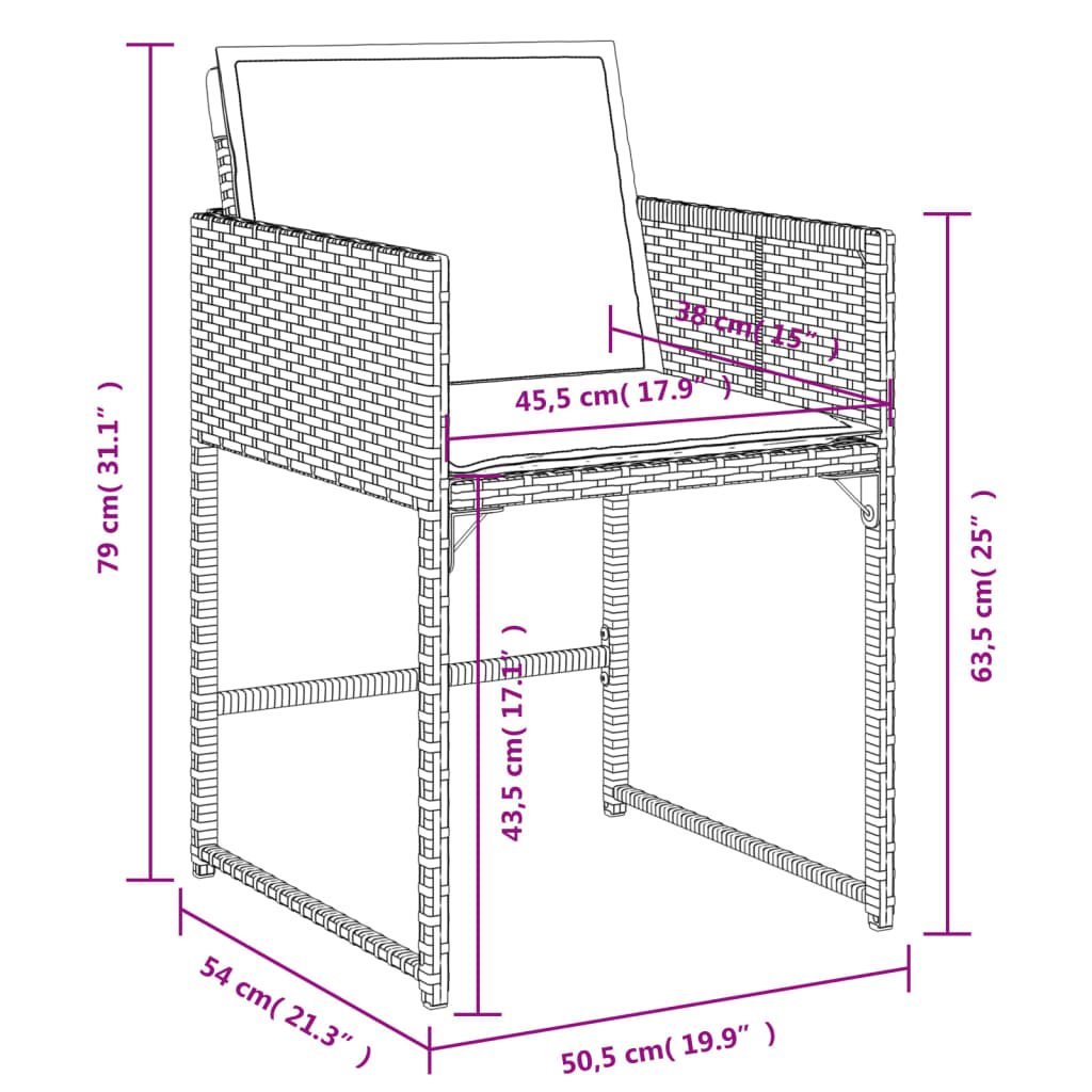 vidaXL Set comedor de jardín 5 piezas y cojines ratán sintético marrón