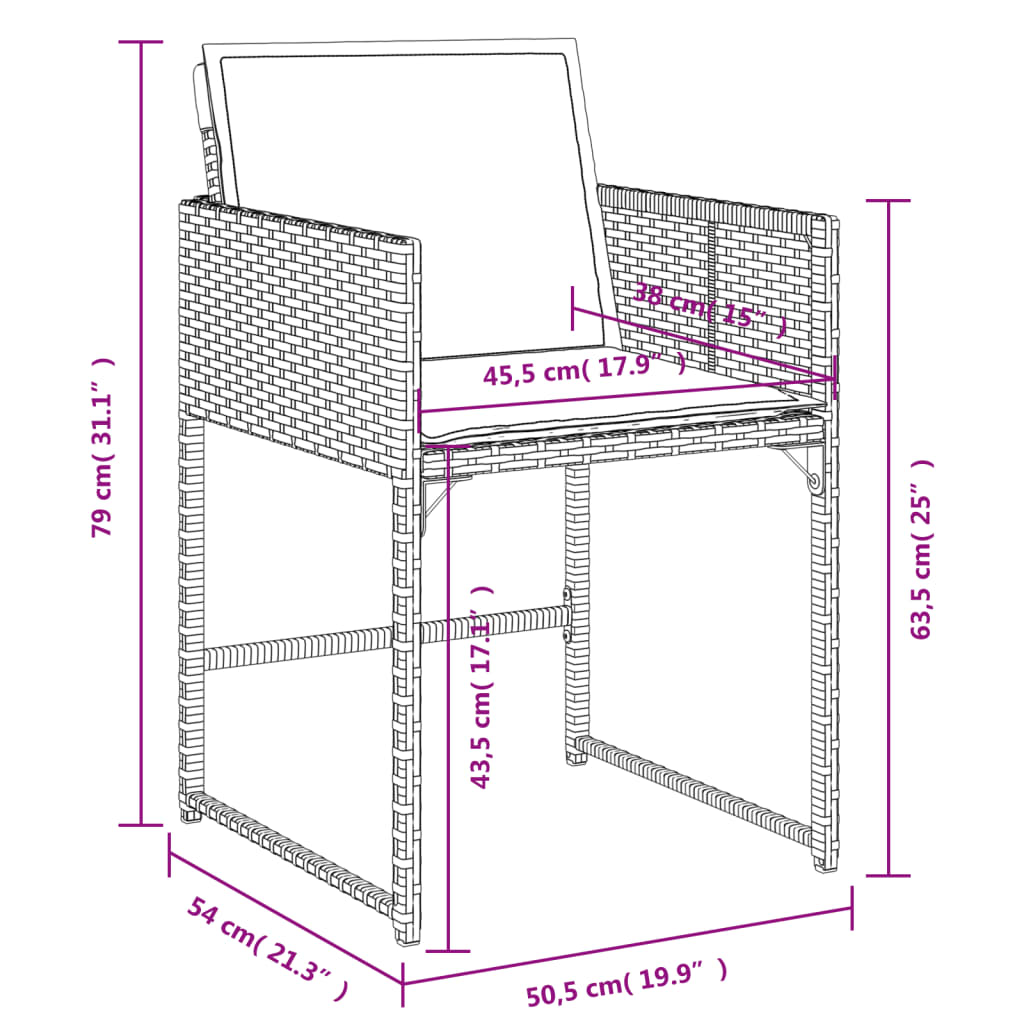 vidaXL Set comedor de jardín 5 piezas con cojines ratán sintético gris