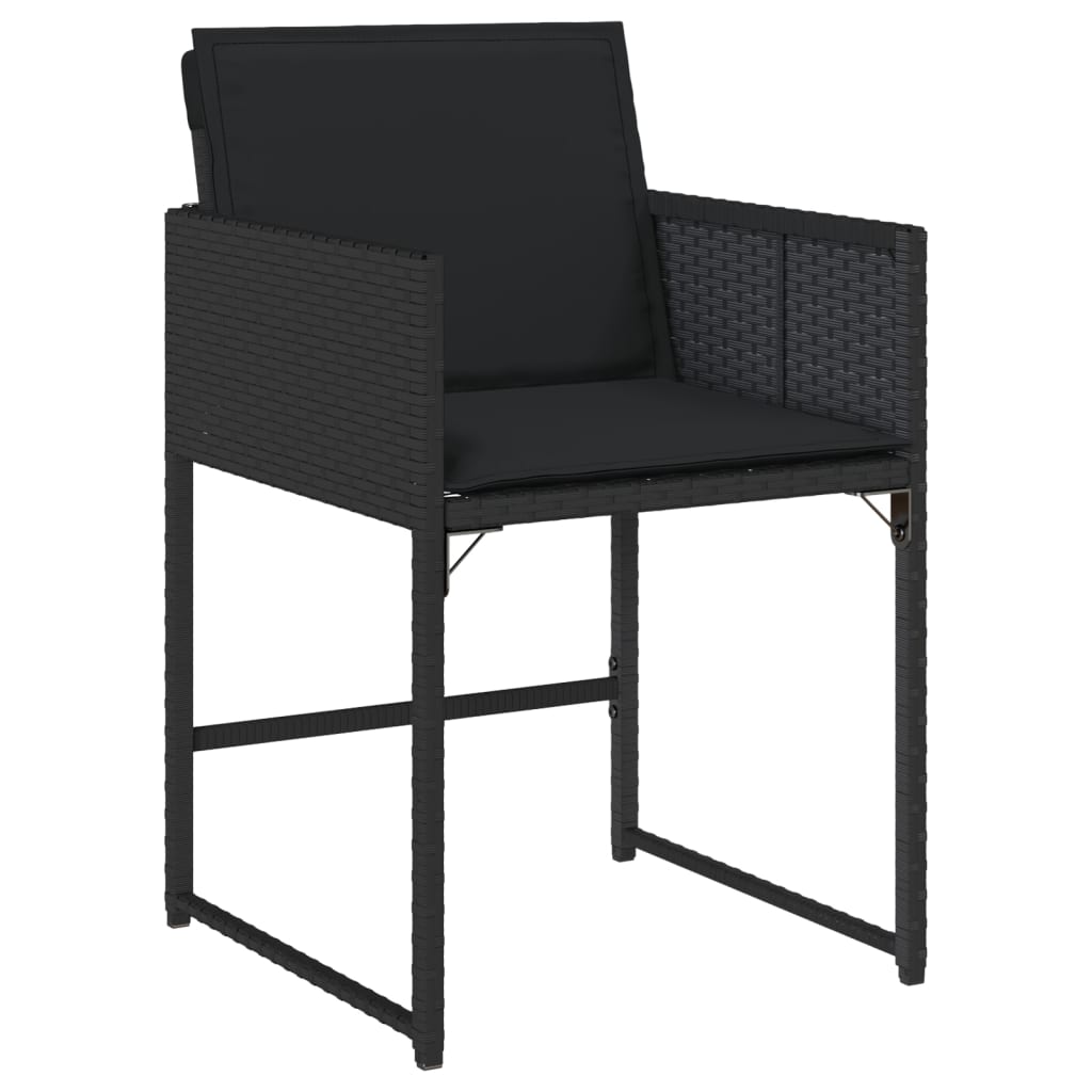 vidaXL Set de comedor de jardín 9 pzas y cojines ratán sintético negro