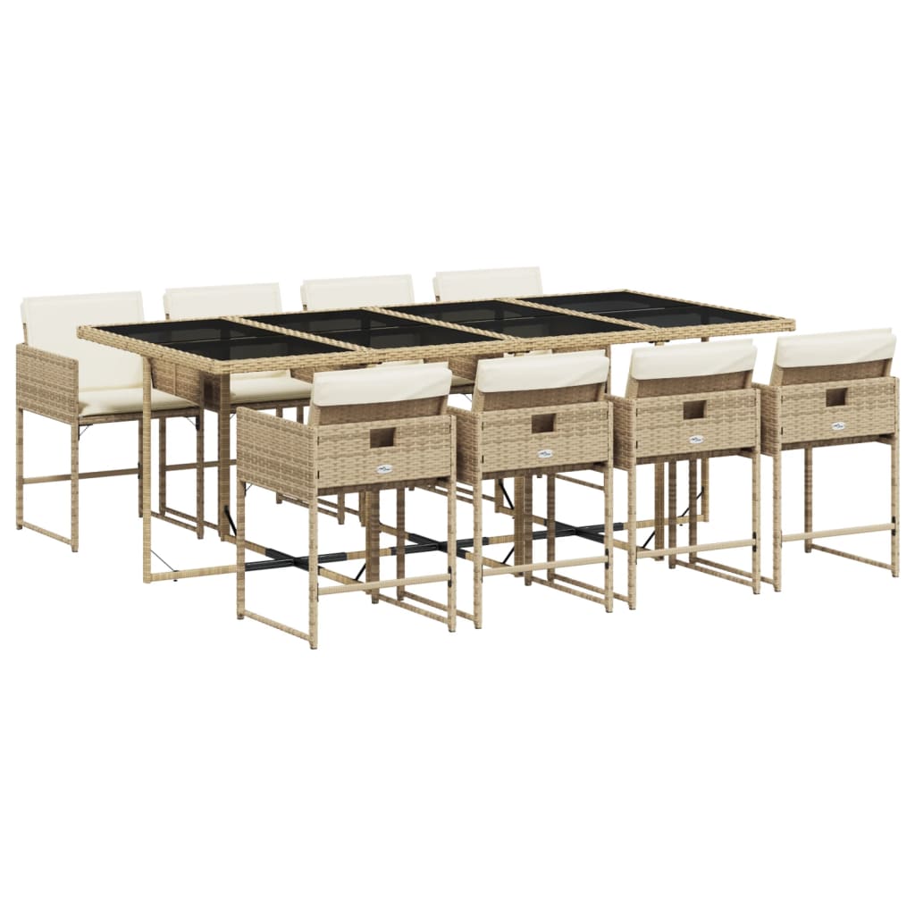 vidaXL Set comedor de jardín 9 pzas con cojines ratán sintético beige