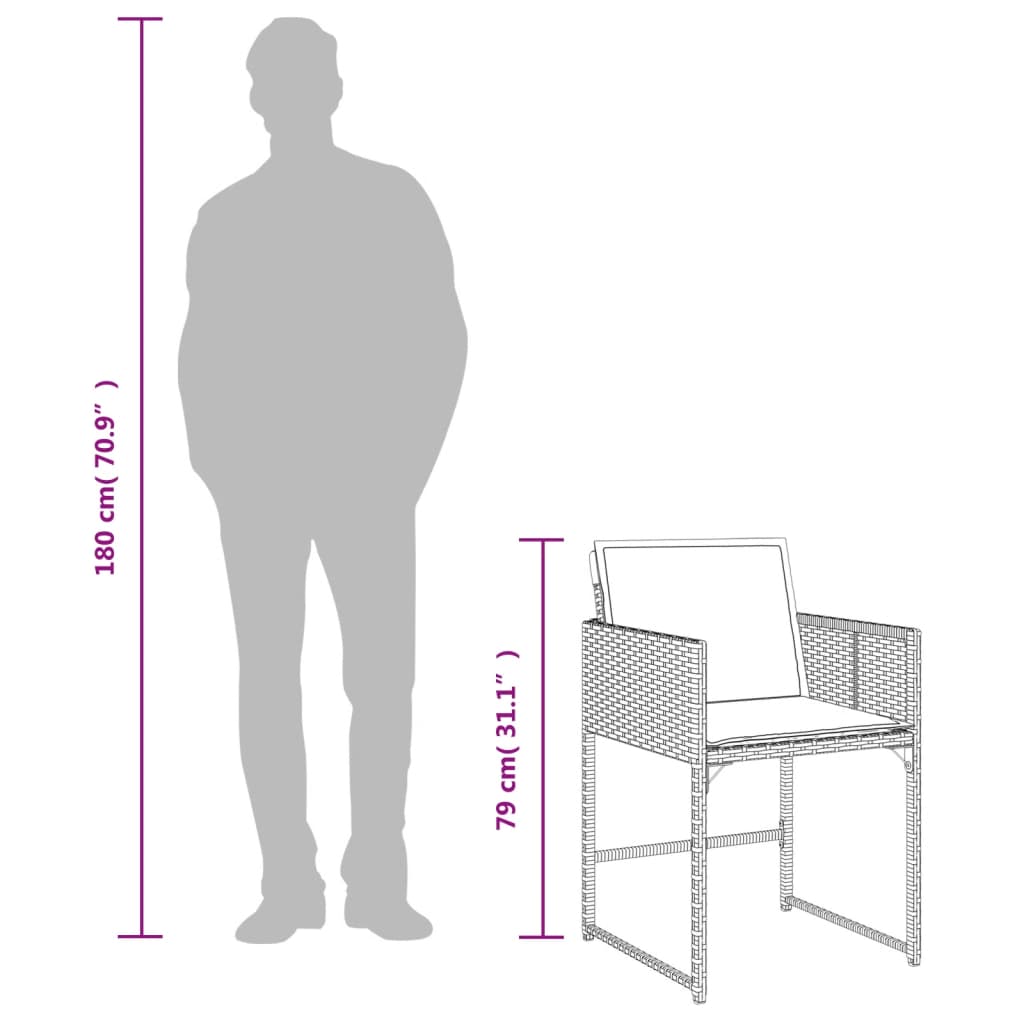 vidaXL Set de comedor de jardín 9 pzas y cojines ratán sintético negro