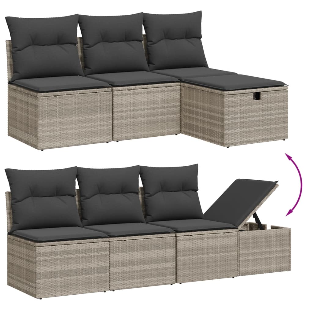 vidaXL Set muebles jardín 9 pzas y cojines ratán sintético gris claro