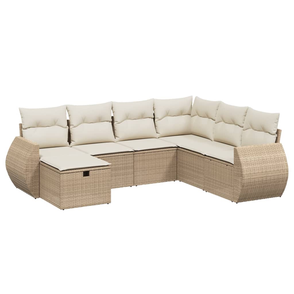 vidaXL Set sofás de jardín 7 piezas y cojines ratán sintético beige