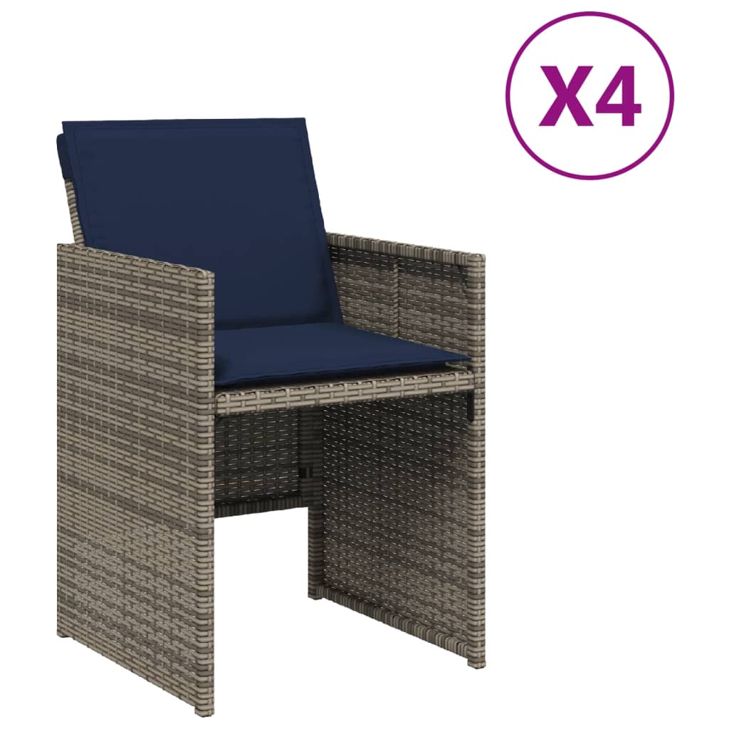 vidaXL Sillones de jardín con cojines 4 uds ratán sintético gris