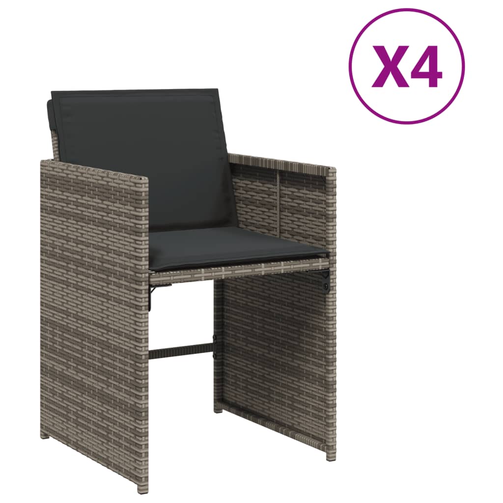 vidaXL Sillones de jardín con cojines 4 uds ratán sintético gris