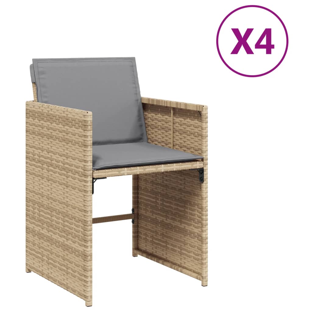 vidaXL Sillones jardín con cojines 4 uds ratán sintético beige mezcla