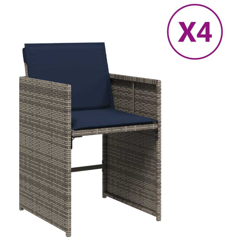 vidaXL Sillones de jardín con cojines 4 uds ratán sintético gris