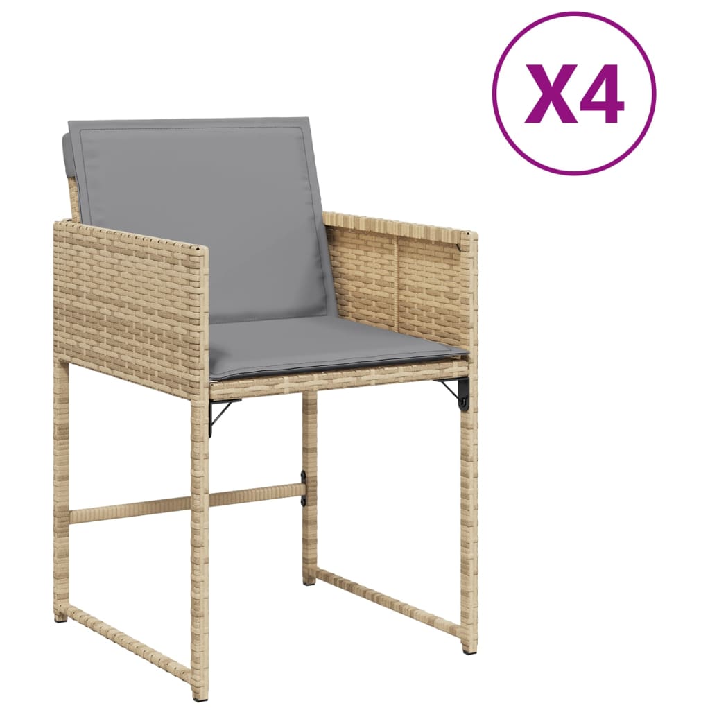 vidaXL Sillones jardín con cojines 4 uds ratán sintético beige mezcla