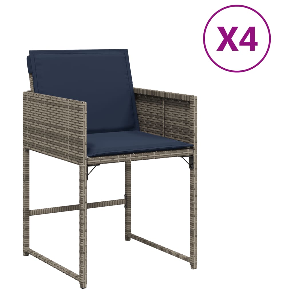 vidaXL Sillones de jardín con cojines 4 uds ratán sintético gris