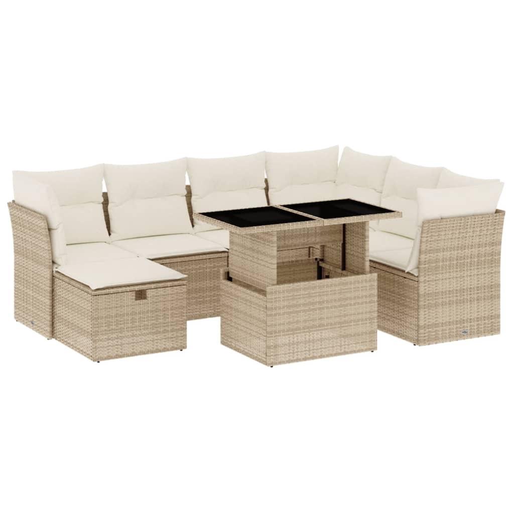 vidaXL Set de sofás de jardín y cojines 8 piezas ratán sintético beige