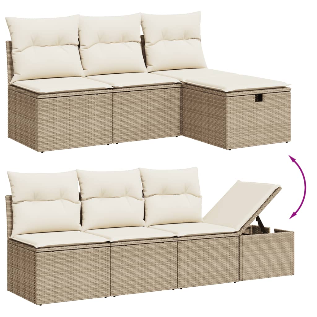 vidaXL Set de sofás de jardín y cojines 8 piezas ratán sintético beige