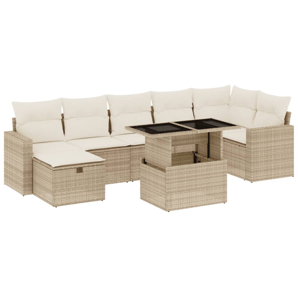 vidaXL Set de sofás de jardín y cojines 8 piezas ratán sintético beige