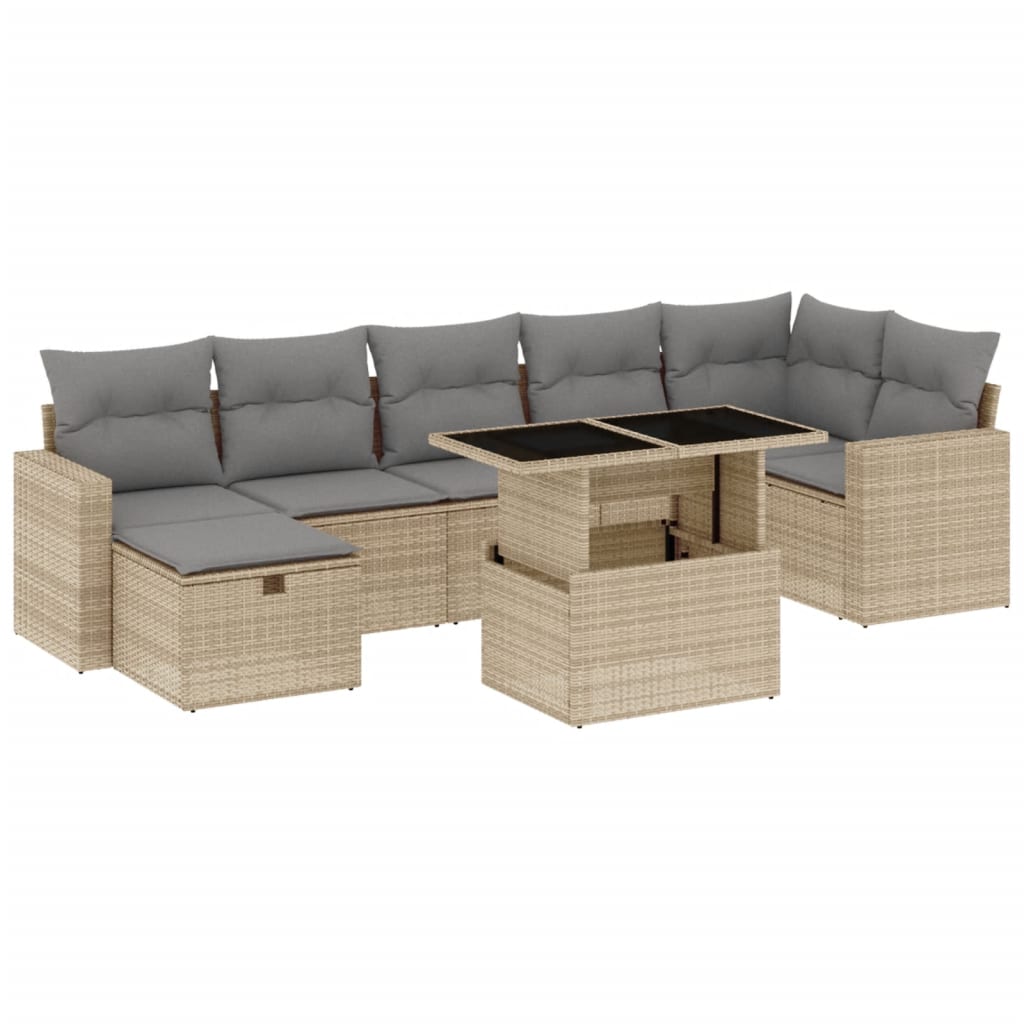 vidaXL Set de sofás de jardín y cojines 8 piezas ratán sintético beige