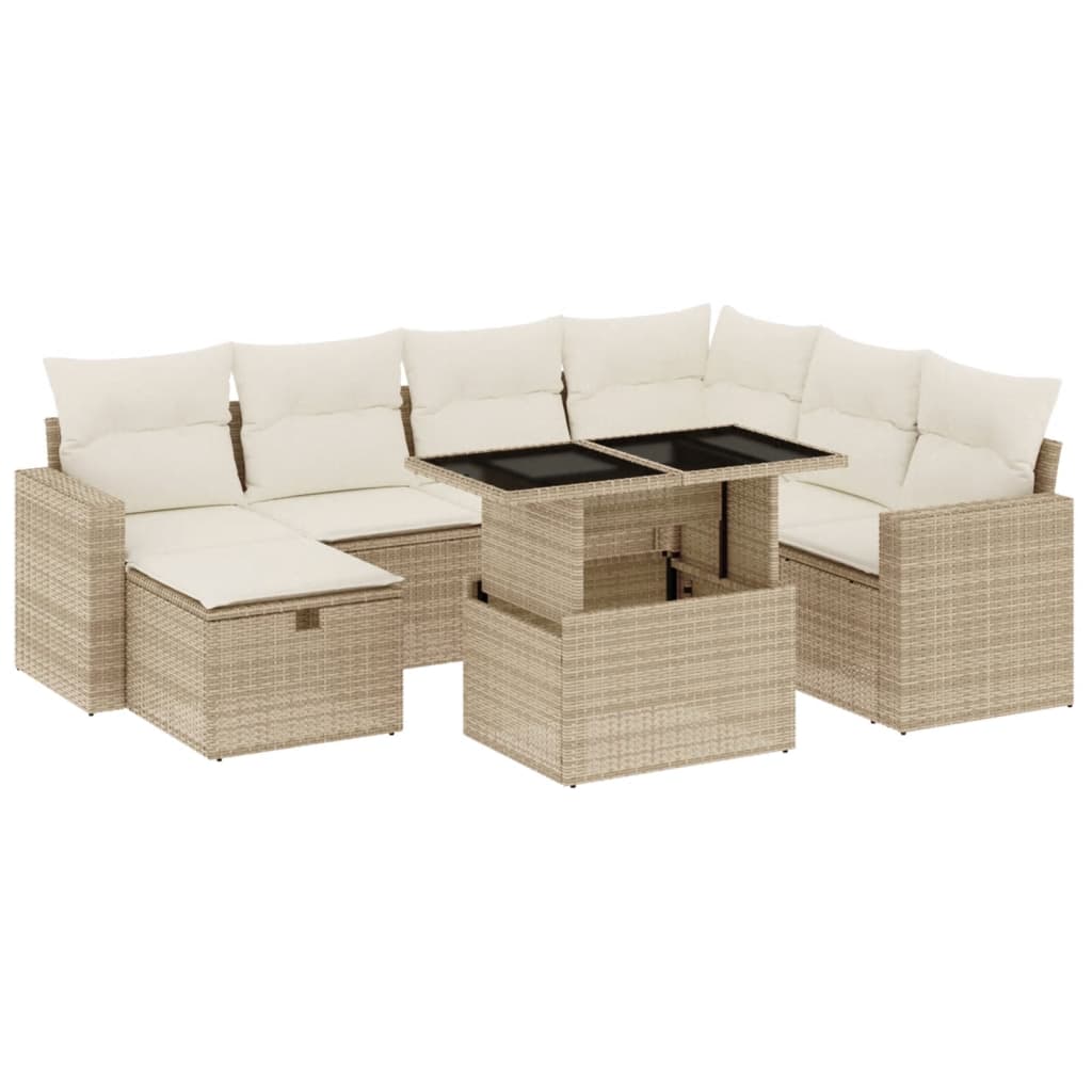 vidaXL Set de sofás de jardín y cojines 8 piezas ratán sintético beige