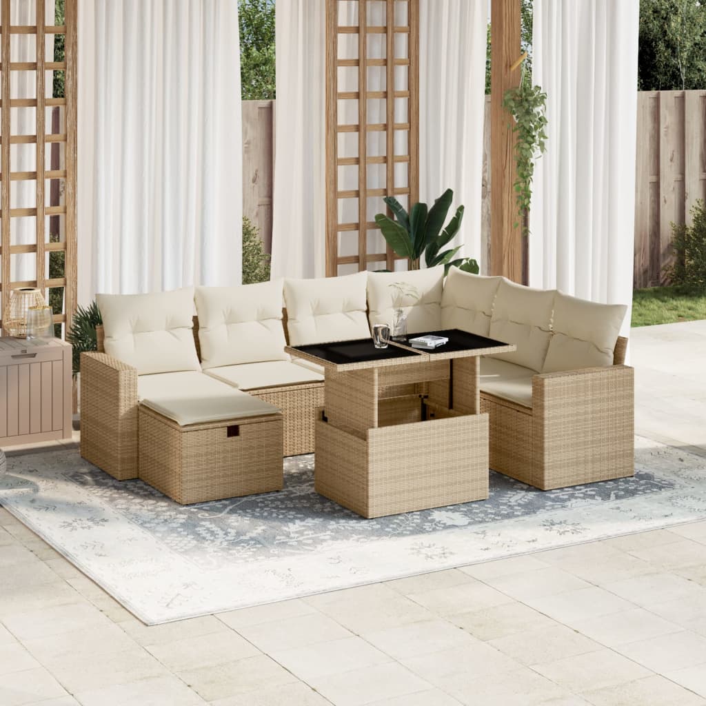 vidaXL Set de sofás de jardín y cojines 8 piezas ratán sintético beige