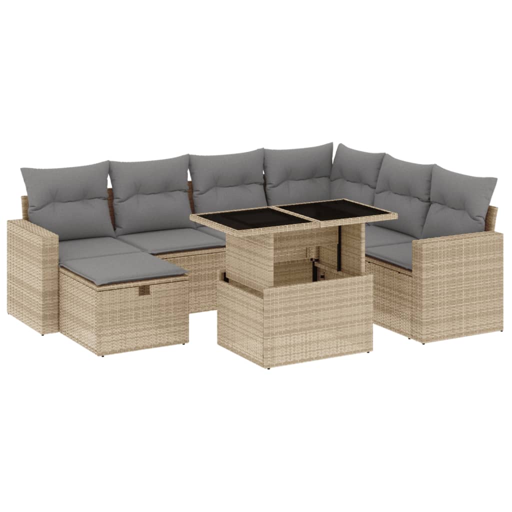 vidaXL Set de sofás de jardín y cojines 8 piezas ratán sintético beige