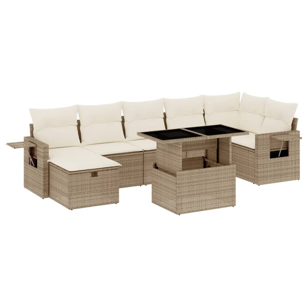 vidaXL Set de sofás de jardín y cojines 8 piezas ratán sintético beige