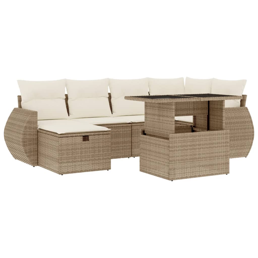 vidaXL Set sofás de jardín 7 piezas y cojines ratán sintético beige