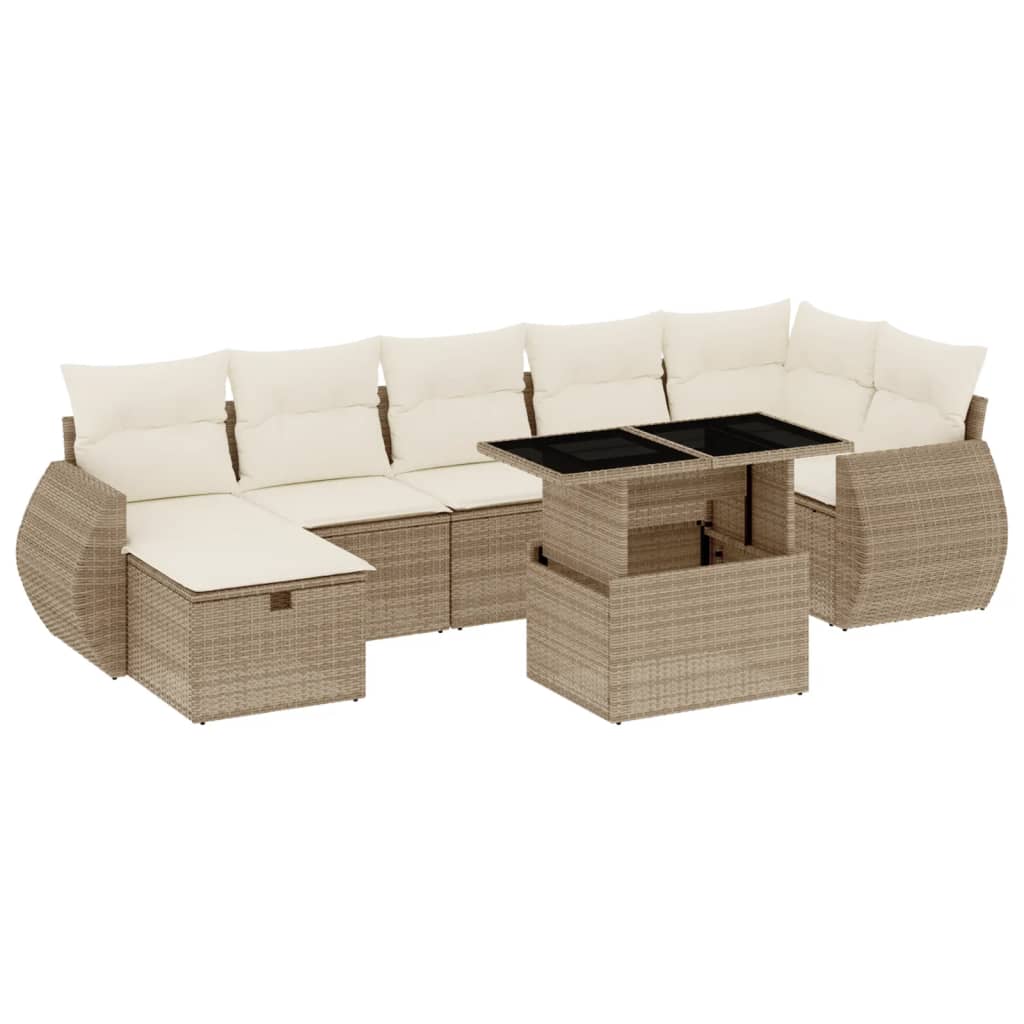 vidaXL Set de sofás de jardín y cojines 8 piezas ratán sintético beige