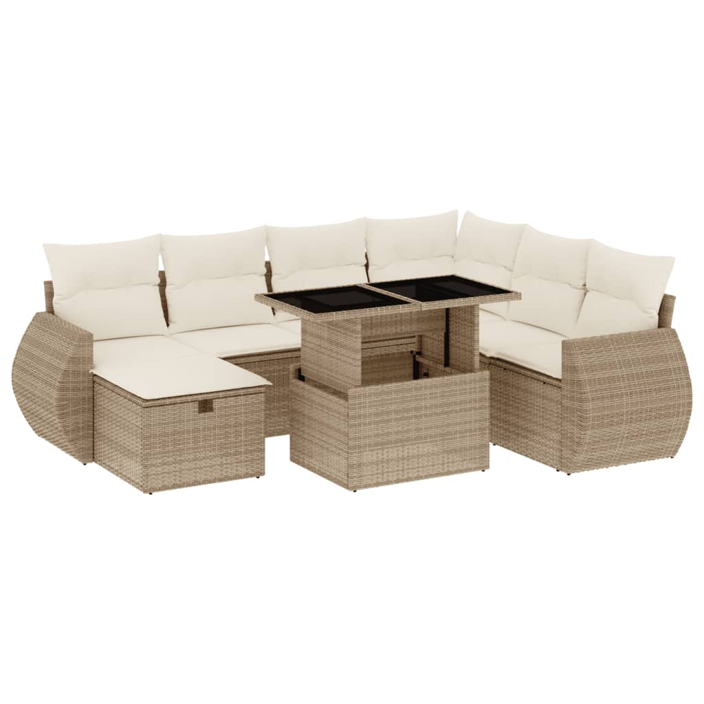 vidaXL Set de sofás de jardín y cojines 8 piezas ratán sintético beige