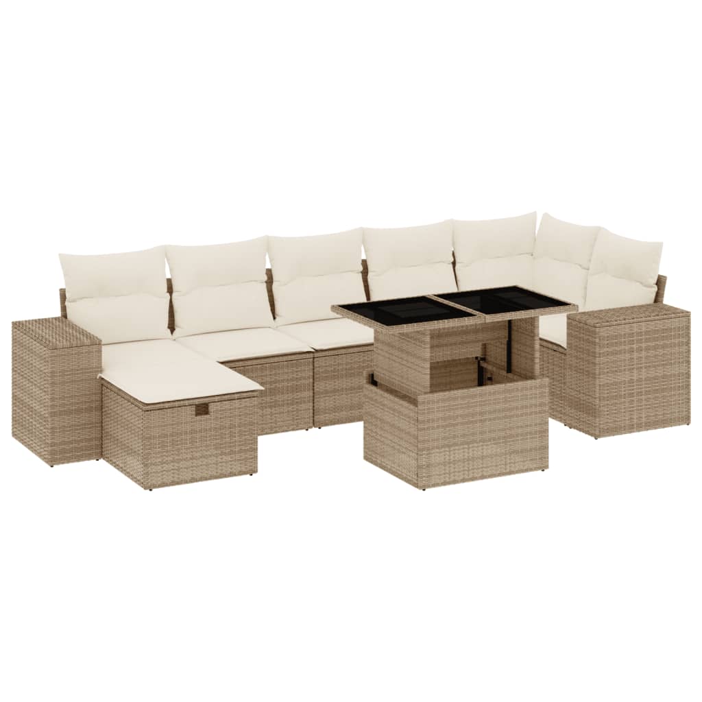 vidaXL Set de sofás de jardín y cojines 8 piezas ratán sintético beige