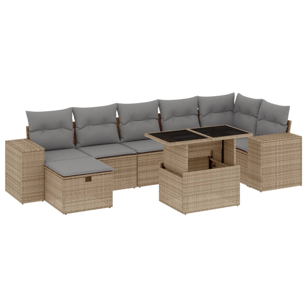 vidaXL Set de sofás de jardín y cojines 8 piezas ratán sintético beige