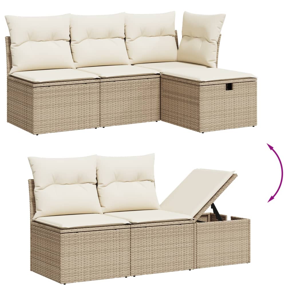 vidaXL Set sofás de jardín 7 piezas y cojines ratán sintético beige