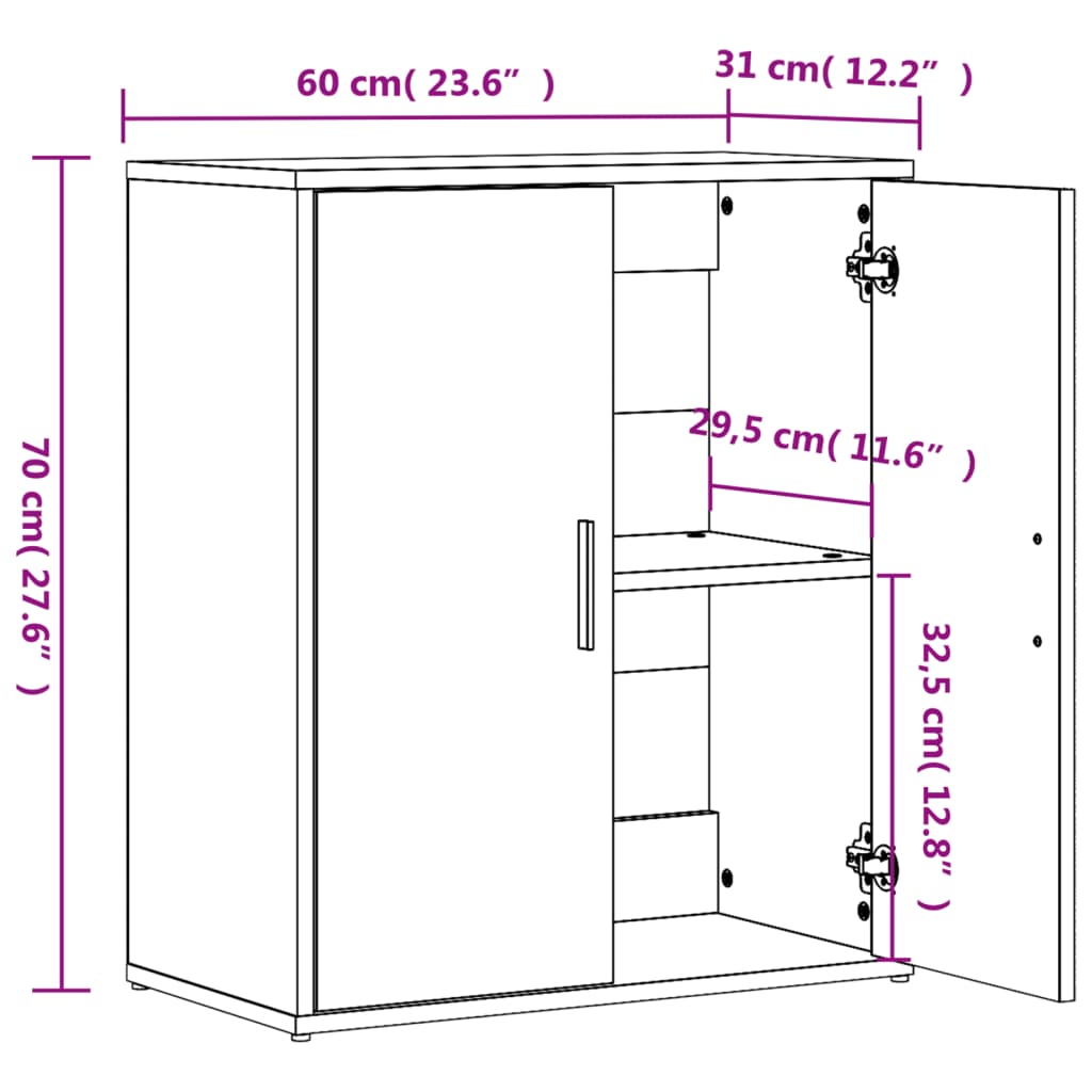 vidaXL Aparador de madera de ingeniería 2 uds roble Sonoma 60x31x70 cm