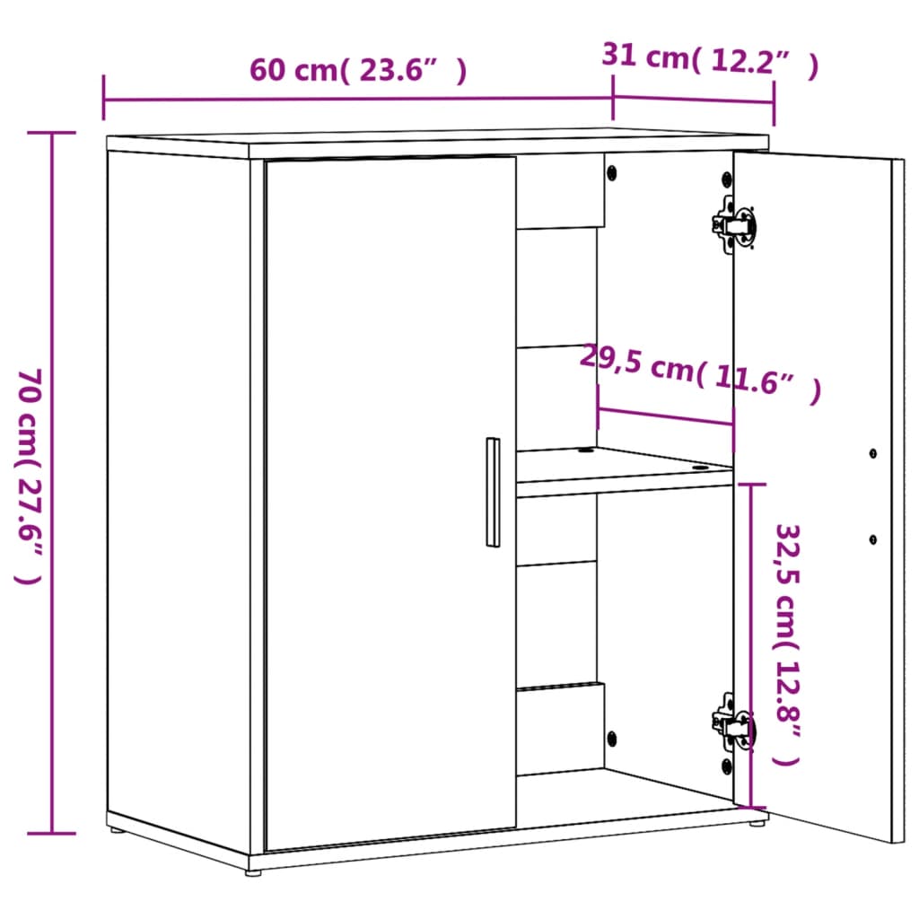 vidaXL Aparador de madera ingeniería 2 uds gris hormigón 60x31x70 cm