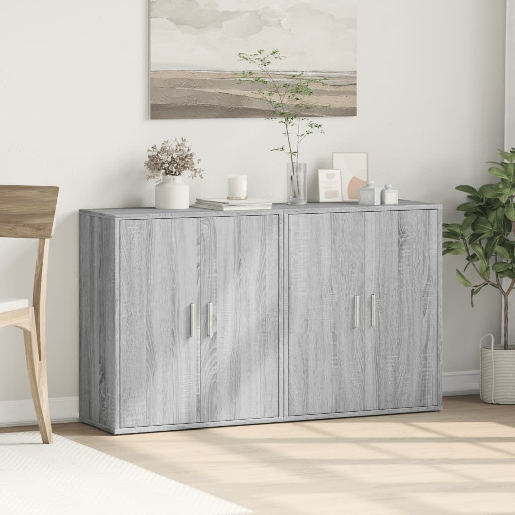 vidaXL Aparador de madera de ingeniería 2 uds gris Sonoma 60x31x70 cm