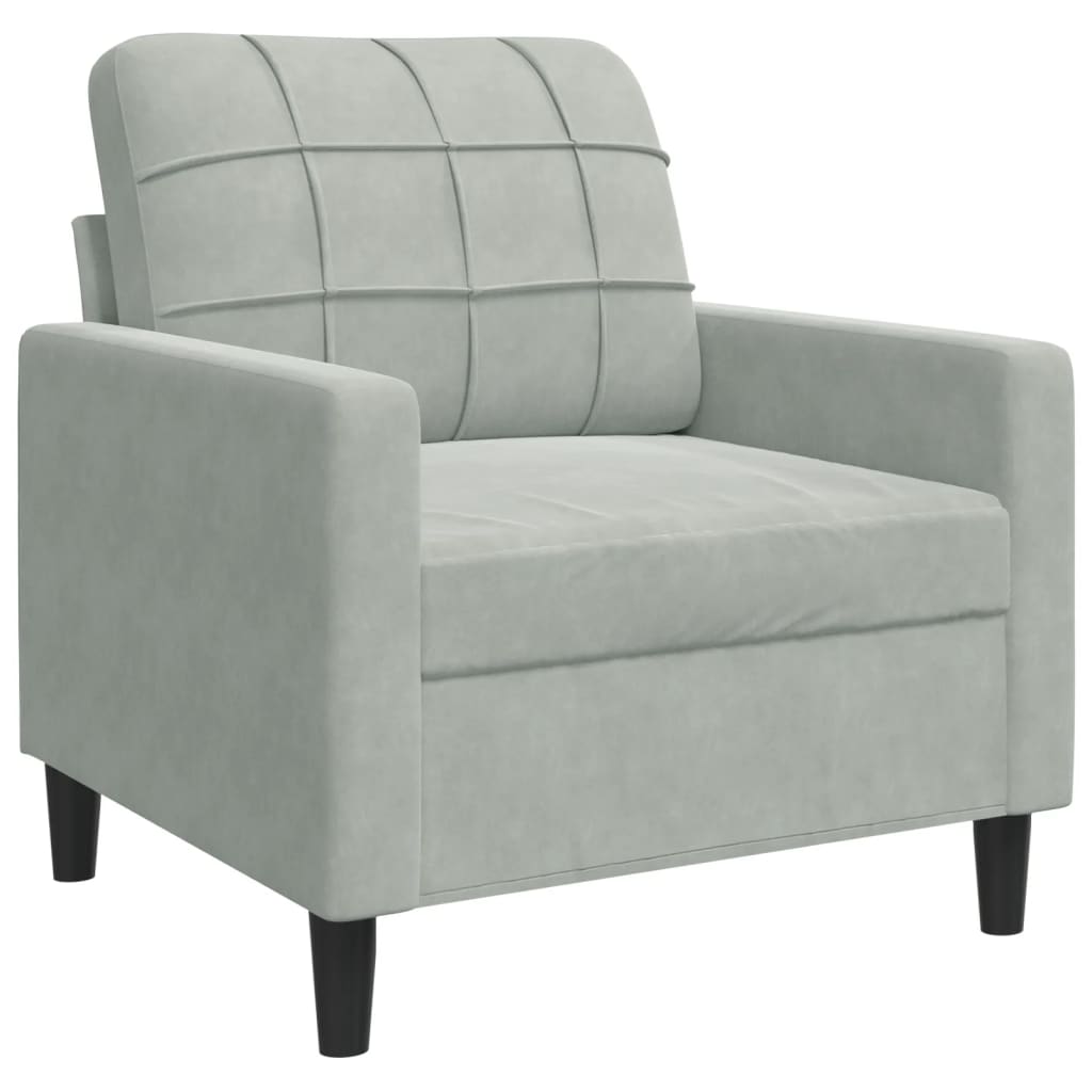 vidaXL Sillón de terciopelo gris claro 60 cm