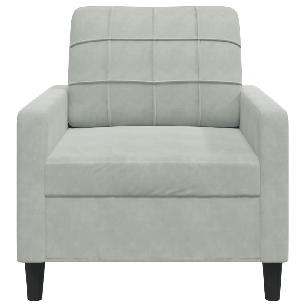 vidaXL Sillón de terciopelo gris claro 60 cm