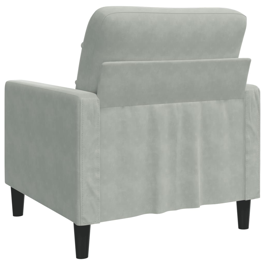 vidaXL Sillón de terciopelo gris claro 60 cm