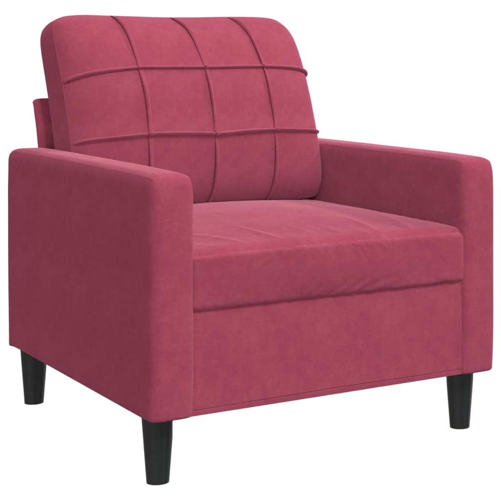 vidaXL Sillón de terciopelo rojo tinto 60 cm