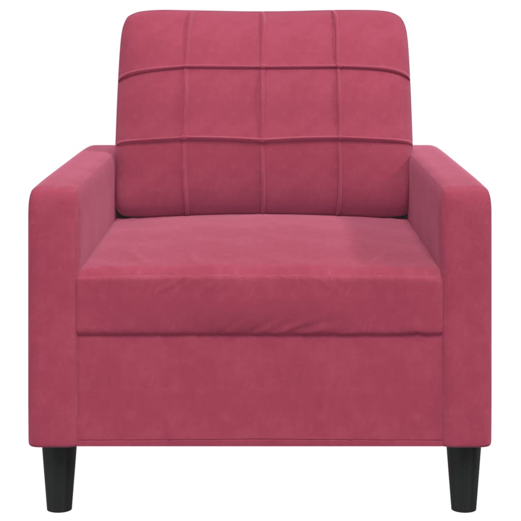 vidaXL Sillón de terciopelo rojo tinto 60 cm