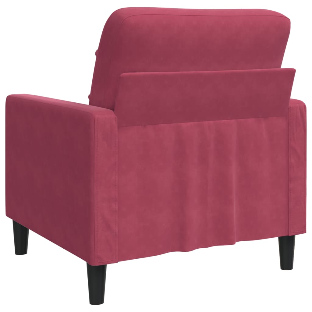 vidaXL Sillón de terciopelo rojo tinto 60 cm