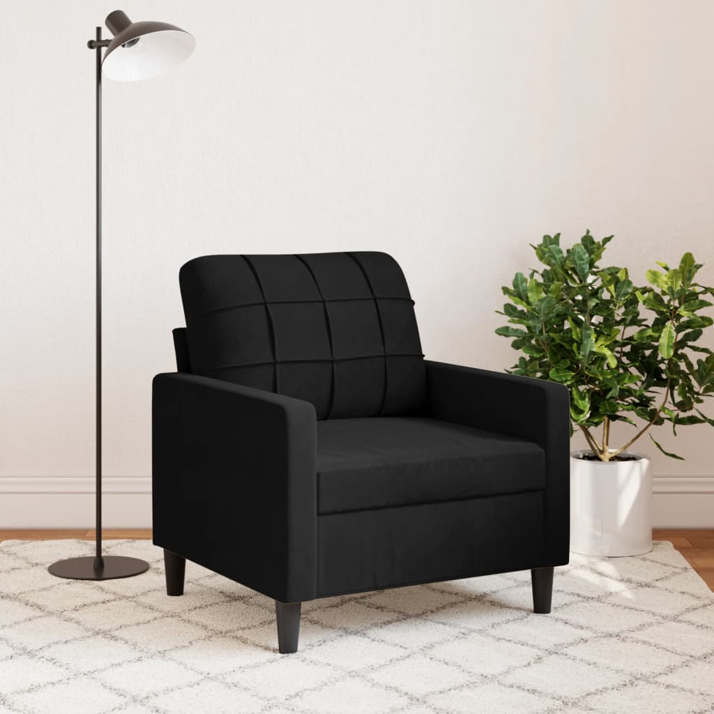 vidaXL Sillón de terciopelo negro 60 cm