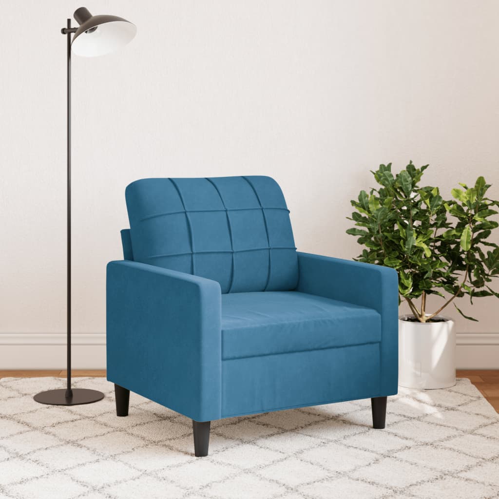 vidaXL Sillón de terciopelo azul 60 cm