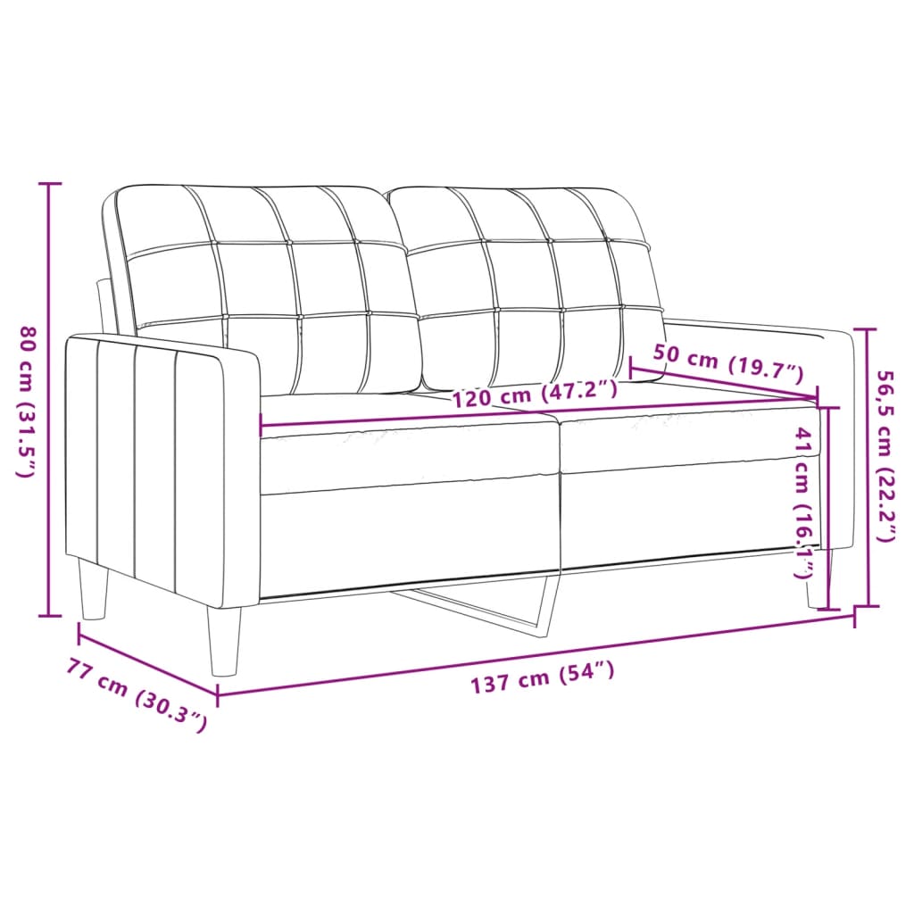 vidaXL Sofá de 2 plazas de terciopelo verde oscuro 120 cm