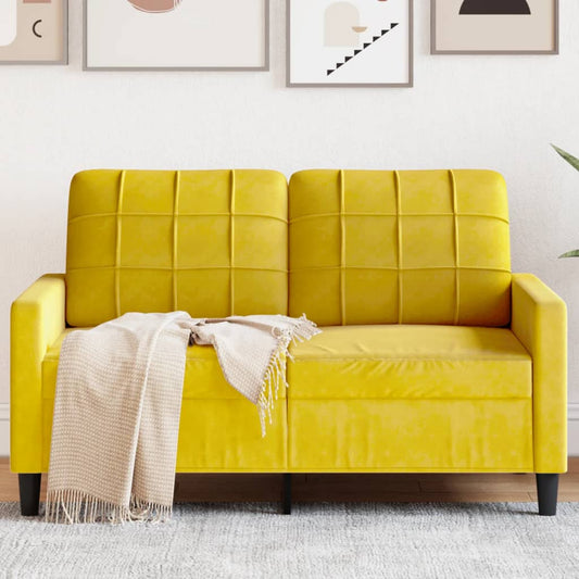 vidaXL Sofá de 2 plazas terciopelo amarillo 120 cm