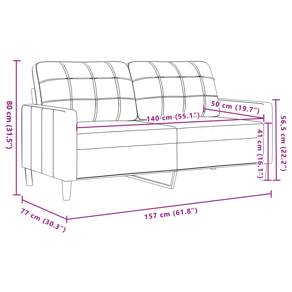 vidaXL Sofá de 2 plazas de terciopelo verde oscuro 140 cm