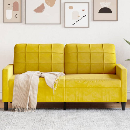 vidaXL Sofá de 2 plazas terciopelo amarillo 140 cm