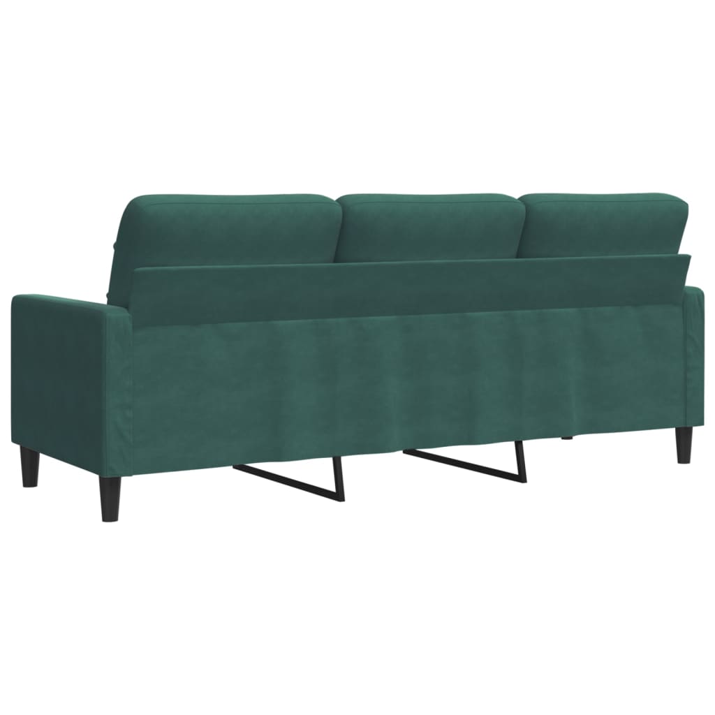 vidaXL Sofá de 3 plazas terciopelo verde oscuro 180 cm