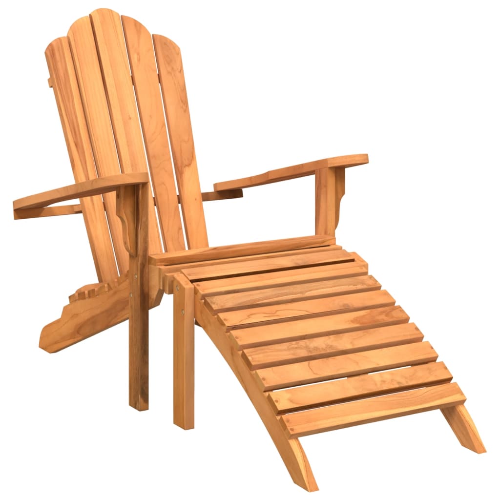 vidaXL Silla de jardín Adirondack con reposapiés madera maciza teca