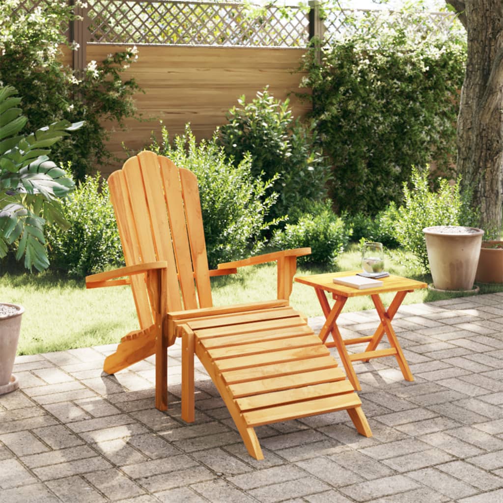 vidaXL Silla de jardín Adirondack con reposapiés madera maciza teca