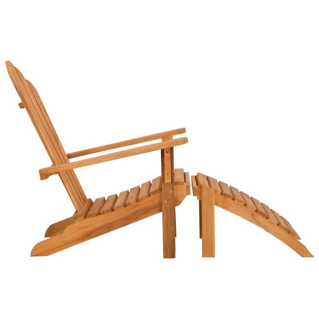 vidaXL Silla de jardín Adirondack con reposapiés madera maciza teca