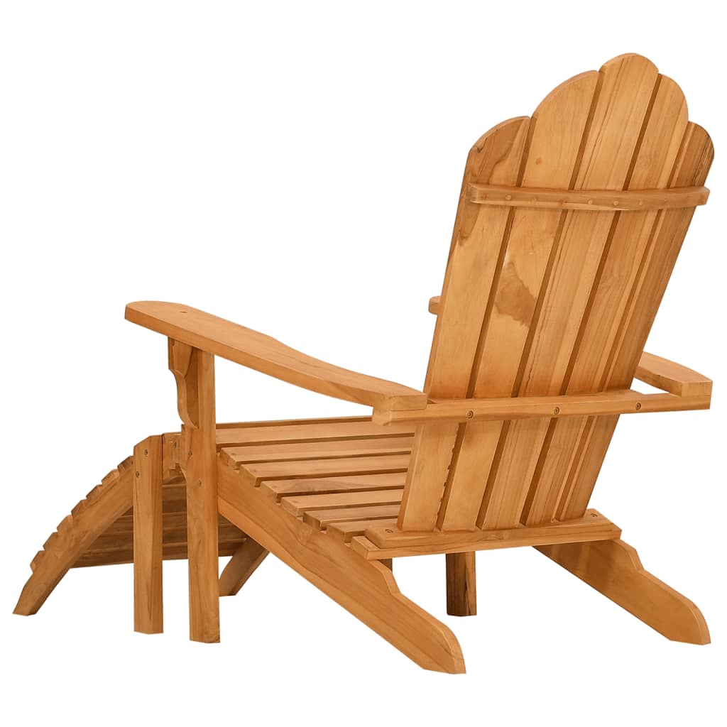 vidaXL Silla de jardín Adirondack con reposapiés madera maciza teca